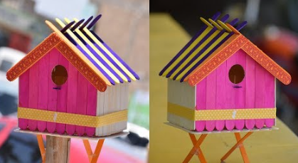 Cute & Attractive Birdhouse With Popsicle Sticks