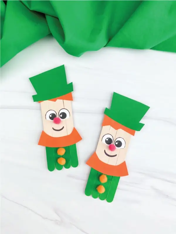 Cute Little Leprechauns St Patrick's Day Popsicle Stick Craft Ideas Using Pom Pom