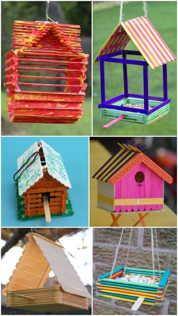 DIY Birdhouse Feeders Craft Using Popsicle Sticks Kids Art & Craft