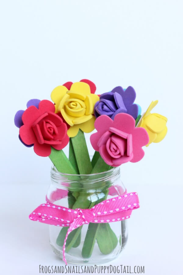 DIY & Easy Popsicle Stick Flower Craft For Mother's Day