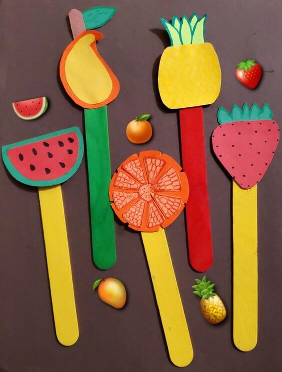 DIY Fruits & Vegetables Crafts With Popsicle Stick For Kids