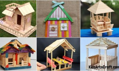 DIY Miniature Popsicle Stick Hut Crafts