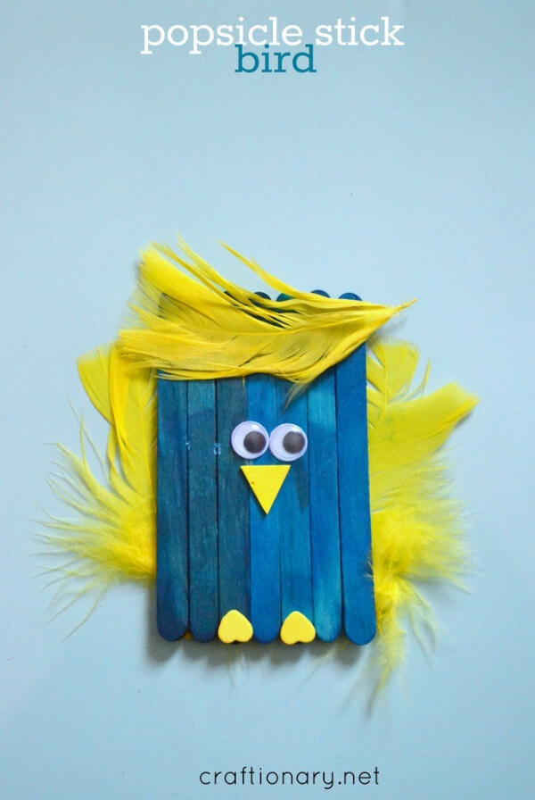 DIY Popsicle Stick Owl Birds Craft For Kids