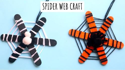 DIY Spider Web Craft Using Pom Pom