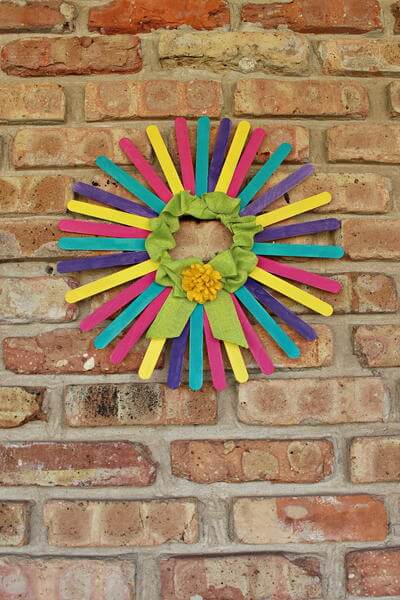 DIY Spring Wreath Decoration Popsicle Stick Craft Ideas For Kids