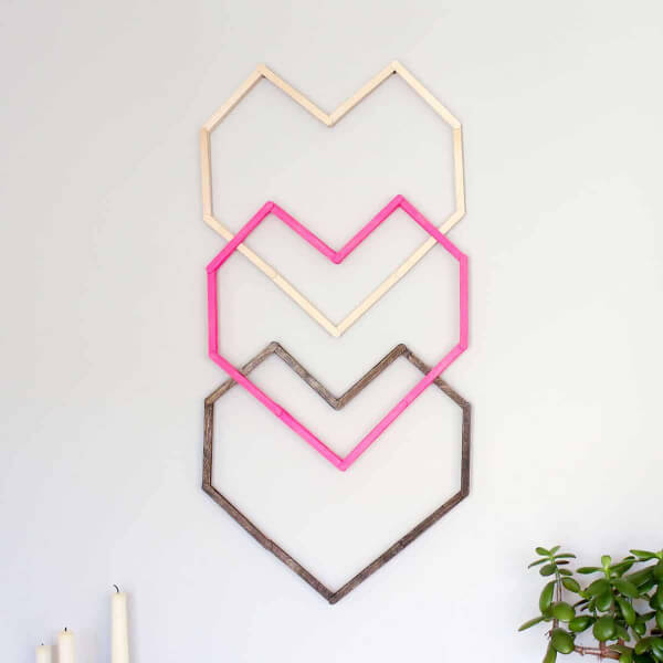 DIY Wall Hanging Decoration Heart With Popsicle Sticks