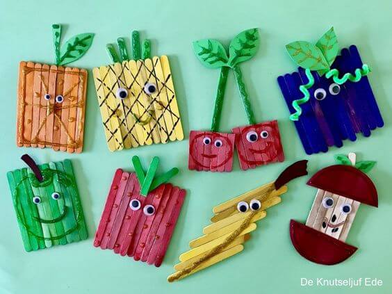 DIY Wooden Popsicle Sticks Craft For Fruits & Vegetables