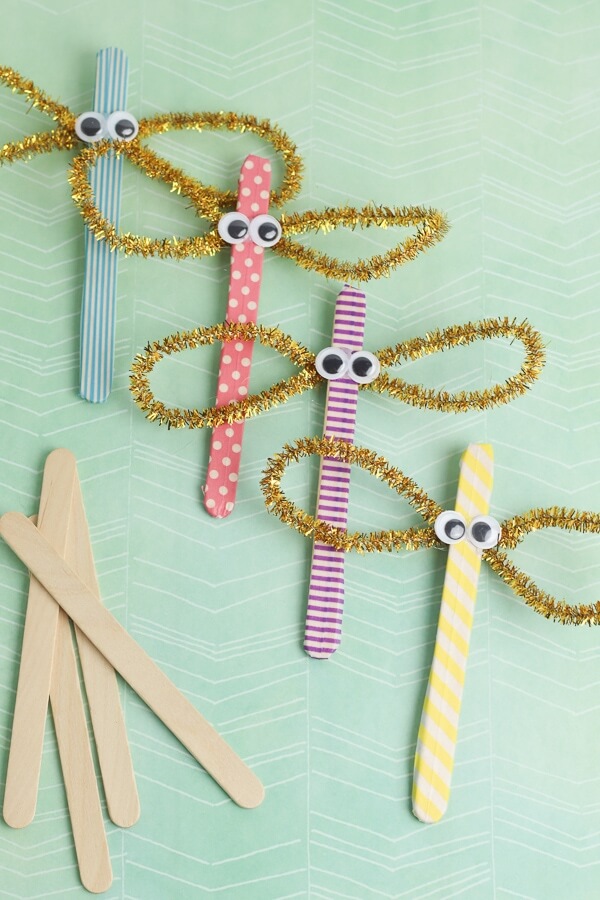Dragonfly Craft With Popsicle Stick & Washi Tape