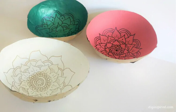 Easy & Simple Paper Bowl Craft With Doodling Design