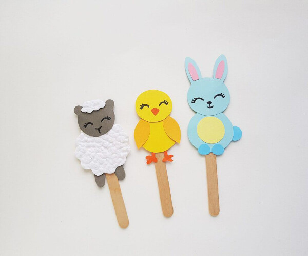 Easy Animal Spring Puppet Popsicle Stick Craft for Kids