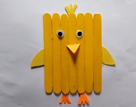 Easy Chick Bird Craft Project Using Popsicle Stick