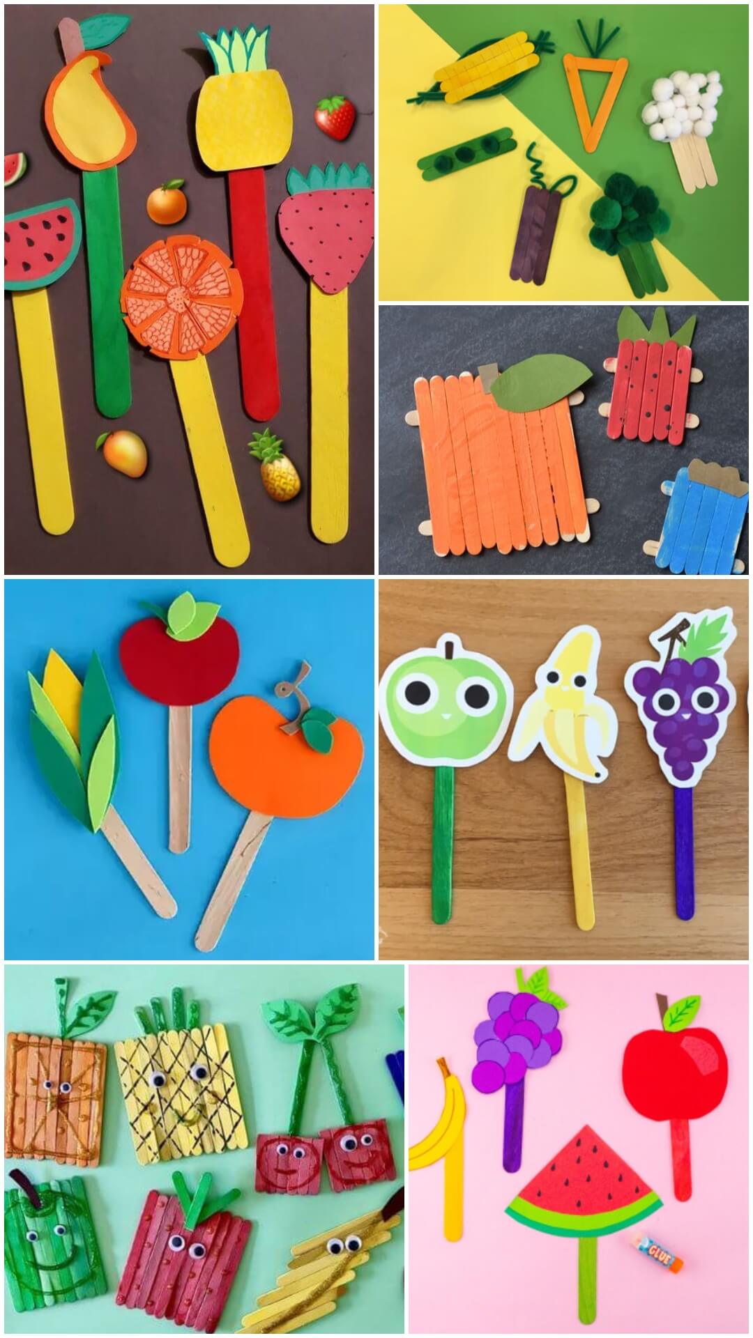 Easy Fruit & Vegetables Popsicle Stick Crafts For Kids