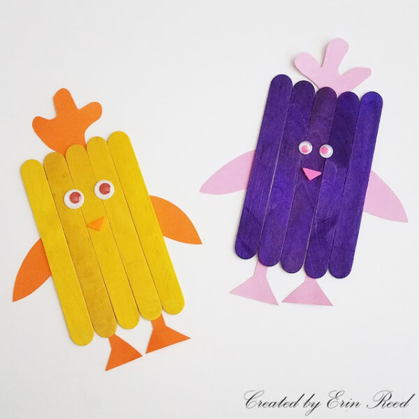 Easy Popsicle Stick Easter Bunny and Chick Craft For Kids