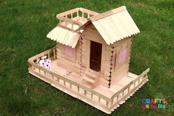 Easy To Make Beautiful Popsicle Stick House Crafts