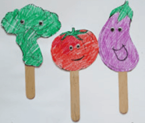 Easy Vegetable Puppets Craft Using Popsicle Stick