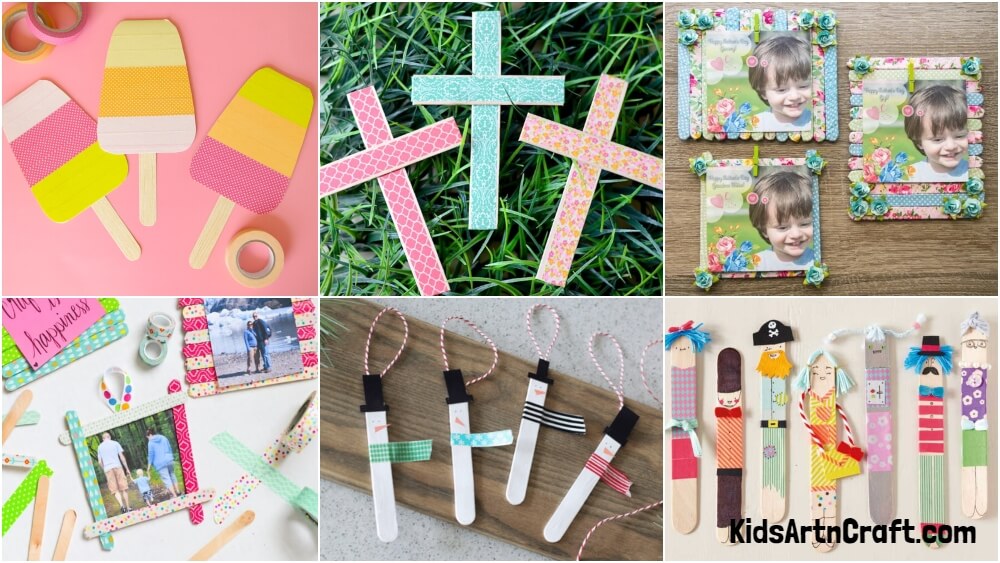 Easy Washi Tape Popsicle Stick Crafts For Kids