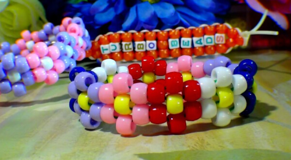 Flower Cuff Bracelet Craft Tutorial Using Pony Beads