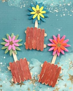 Flower Pot Magnets Craft Using Popsicle Stick