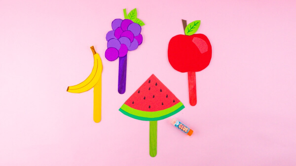 Fun Fruit & vegetables Popsicle Stick Play Craft Idea For Kids