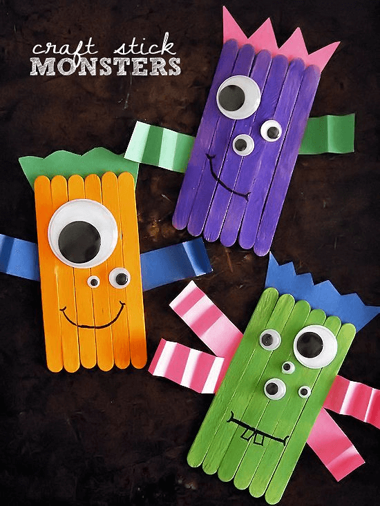 Fun Monsters Craft Idea Using Popsicle Stick