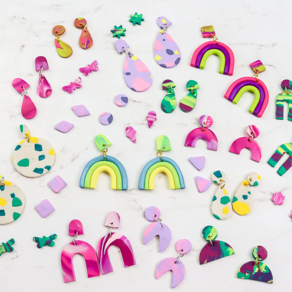 Handmade Clay Earrings Craft in Different Shapes