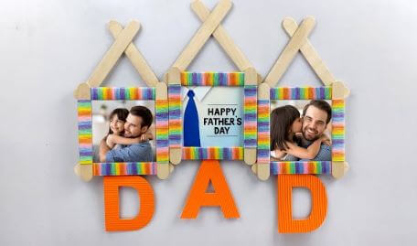 House Wall Hanging Gift For Dad Popsicle Stick Father's Day Crafts