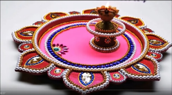 Homemade Diwali Puja Thali Decoration