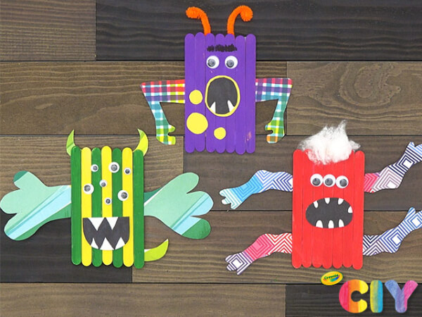 How To Make Popsicle Stick Monster Craft At Home