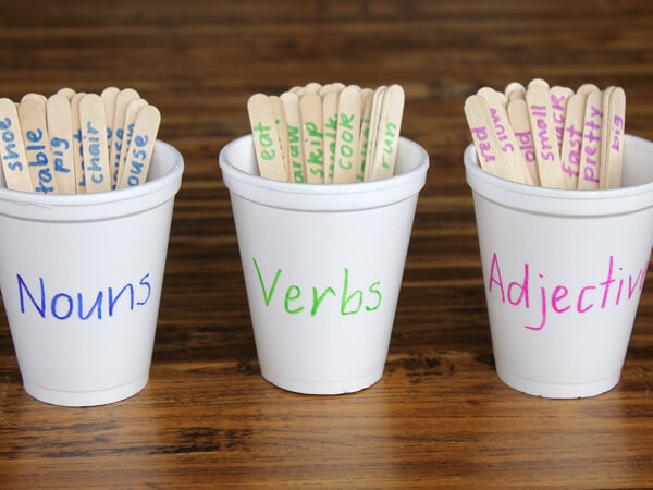 Learning Grammer Activity With Crafts Sticks