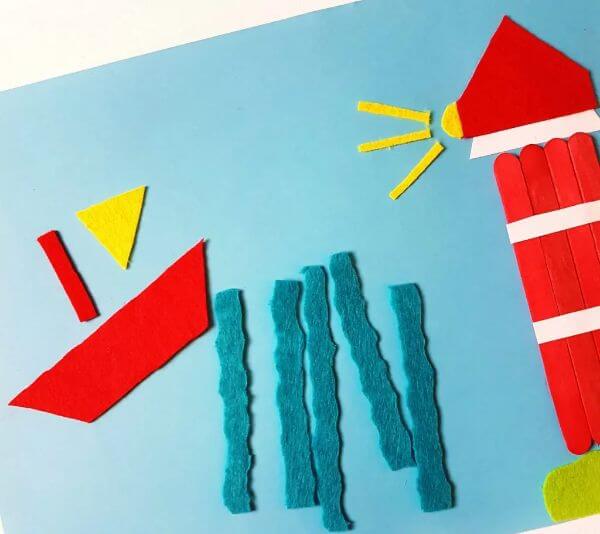 Handmade Lighthouse Father's Day Card Crafts Using Cardboard