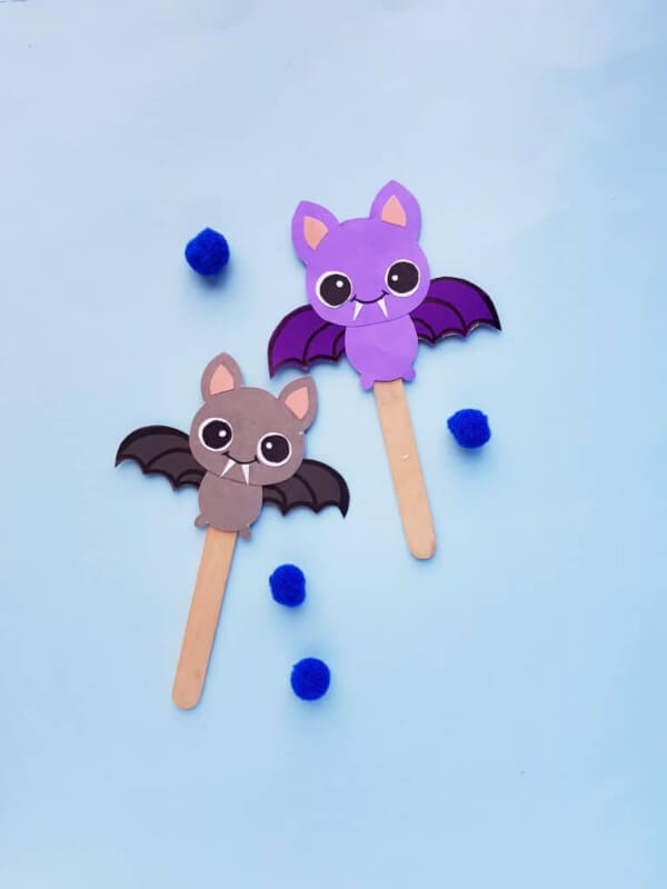 Easy Little Bat Halloween Popsicle Stick Puppet Party Craft For Kids
