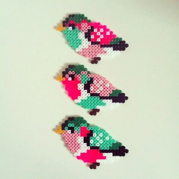 Little Birds Design Artwork Using Plastic Perler Beads