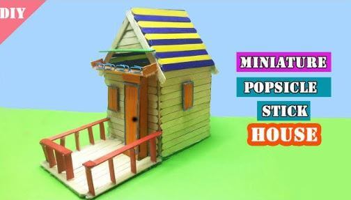 DIY Miniature Popsicle Stick House Crafts Idea