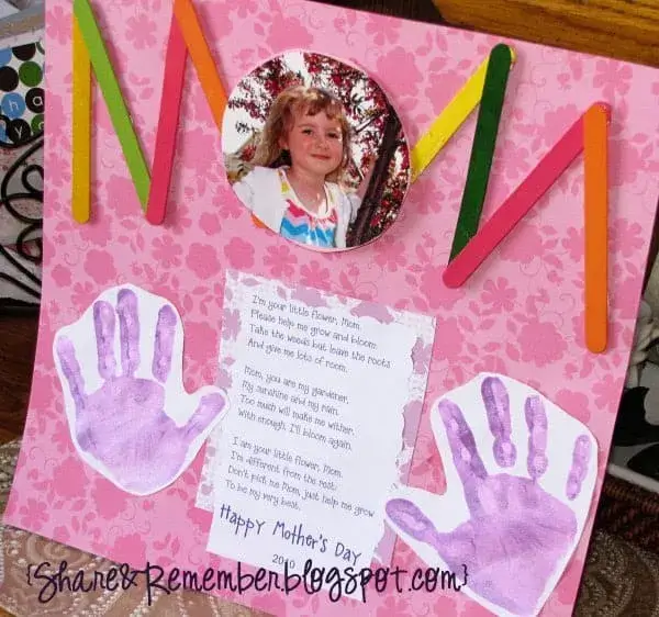 Personalized Scrapbook Page For Mom DIY Mother's Day Craft Using Popsicle Sticks