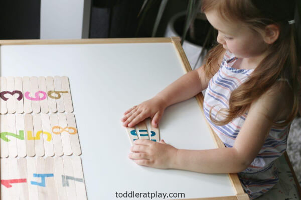 Number Puzzle Craft Using Popsicle Sticks