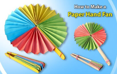 Paper Hand Fan Using Popsicle Sticks