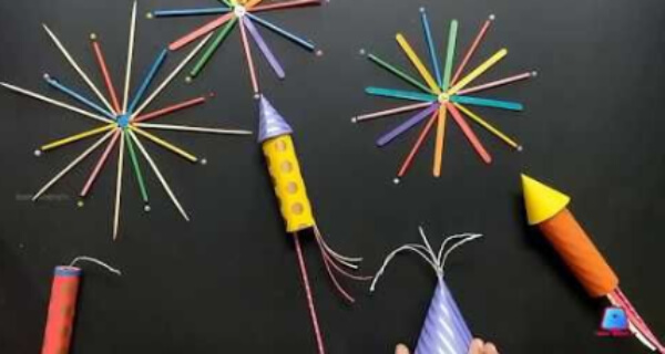 Colorful Diwali Crackers Craft Ideas Using Paper