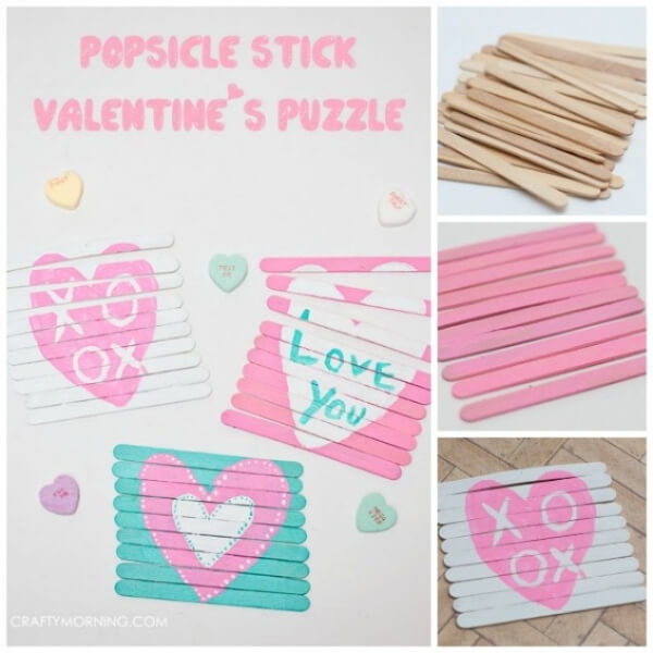 Pastel Popsicle Love Puzzles Valentine Popsicle Stick Crafts For Kids