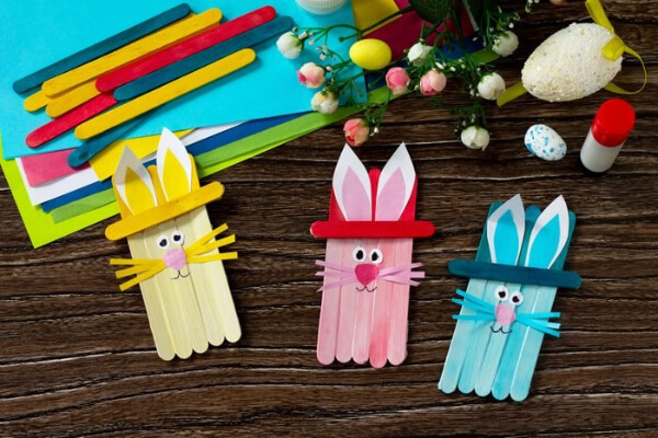 Popsicle Stick Easter Bunny Set Craft for Kids