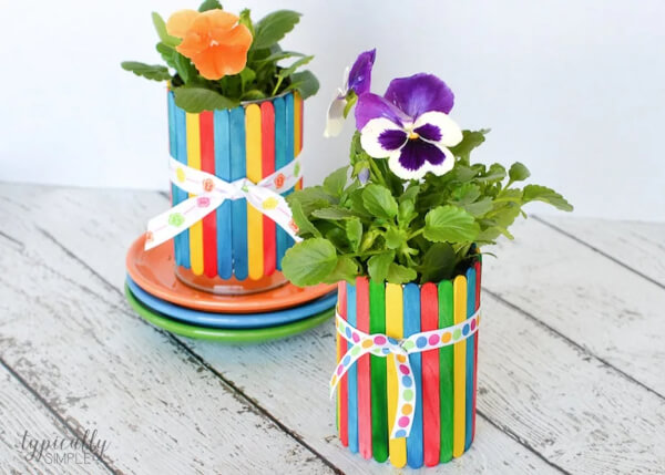 Flower Pots DIY Mother's Day Craft Using Popsicle Sticks