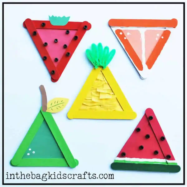 Popsicle Stick Fruit Craft In Triangle Shape