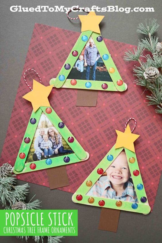 DIY Popsicle Stick Photo Frame Craft Ideas For Christmas