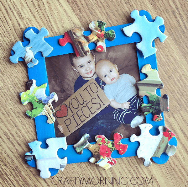 Puzzle Frame Gift For Dad Popsicle Stick Father's Day Crafts