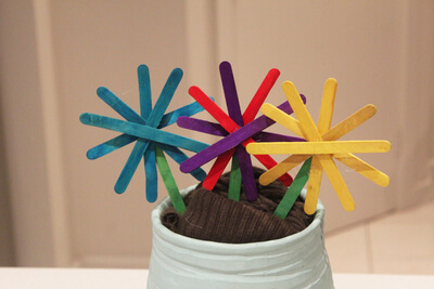 Quick & Easy Popsicle Stick Flowers Craft Activity For Kids