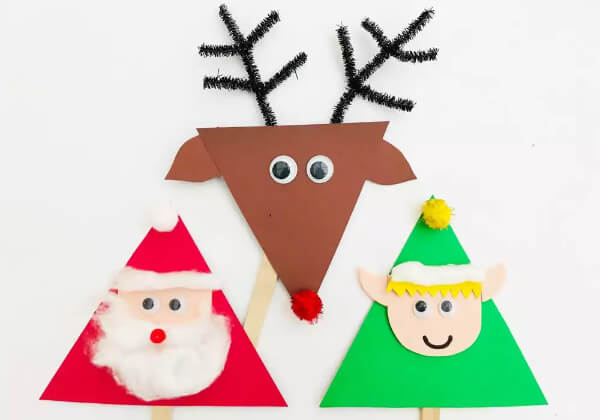 Quick & Easy to Make Christmas Puppet Popsicle Stick Crafts For Kids