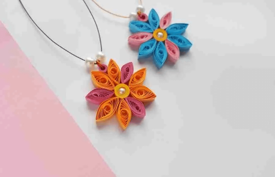 Quilled Flower Necklace Jewelry Craft Activity Ideas For Kids