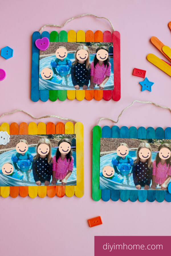 DIY Rainbow Photo Frame Popsicle Stick Craft Project Ideas 