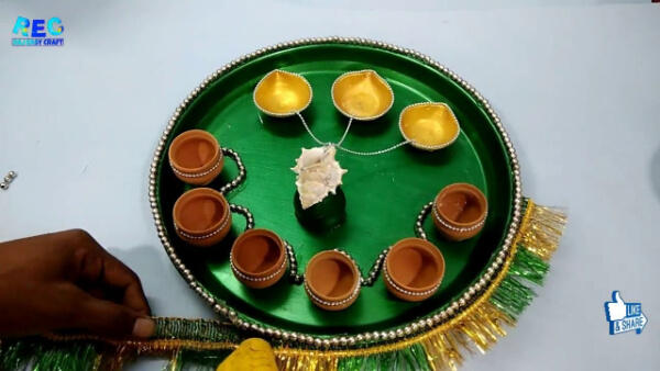 Simple Decorated Thali For Puja