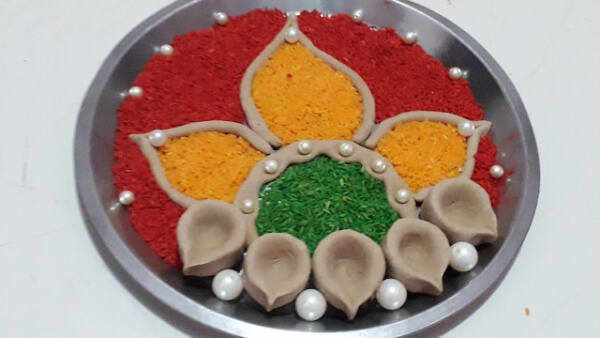 Simple & Easy Puja Thali Decoration For Diwali