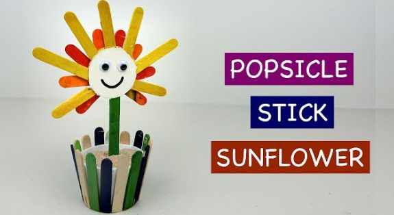Smiling Sunflower Craft Idea With Popsicle Stick